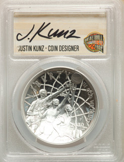 2020-P $1 Basketball Hall of Fame First Strike NMBHOF Coin Designer Justin Kunz Modern Commemoratives PCGS MS70