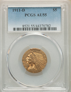 1911-D $5 Indian Half Eagle PCGS AU55