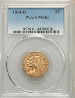 1914-D $5 Indian Half Eagle PCGS MS61