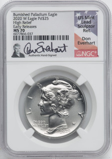 2020-W $25 Burnished Palladium Early Releases NGC MS70 Don Everhart