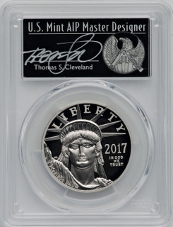 2017-W $100 One-Ounce Platinum Eagle Statue of Liberty FDOI PCGS PR70 Thomas Cleveland