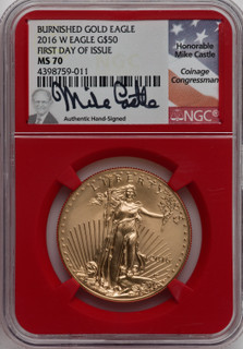 2016-W $50 One-Ounce Gold Eagle 30th Anniversary FDI NGC MS70 Mike Castle