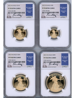 2012-W Gold Eagle Proof 4-Coin Year Set NGC PF70 Ed Moy Signed