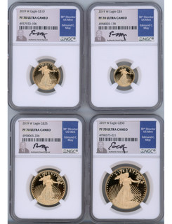 2019-W Gold Eagle Proof 4-Coin Year Set NGC PF70 Ed Moy Signed