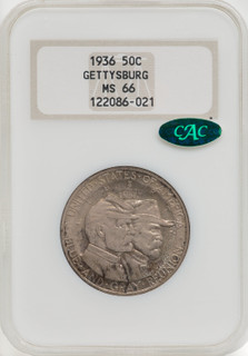 1936 50C Gettysburg CAC Commemorative Silver NGC MS66