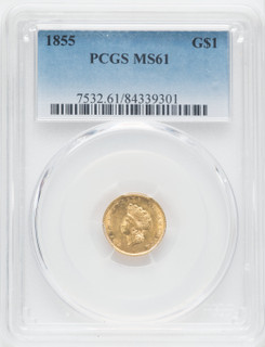 1855 G$1 Type Two Gold Dollar PCGS MS61