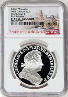Elizabeth II silver Proof  King George I  2 Pounds (1 oz) 2022 PR69 Ultra Cameo NGC World Coins NGC MS69