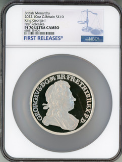 Elizabeth II silver Proof  King George I  10 Pounds (10 oz) 2022 PR70 Ultra Cameo NGC World Coins NGC MS70