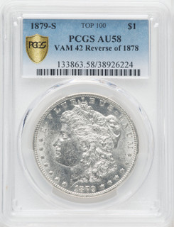1879-S $1 VAM-42 Morgan Dollar PCGS AU58
