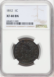 1812 Small Date BN Large Cent NGC XF40