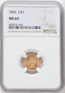 1862 G$1 Gold Dollar NGC MS64