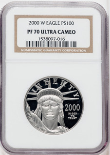 2000-W $100 One-Ounce Platinum Eagle Statue of Liberty NGC PF70 2000-W $100 One-Ounce Platinum Eagle Statue of Liberty NGC PF70