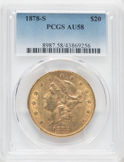 1878-S $20 Liberty Double Eagle PCGS AU58