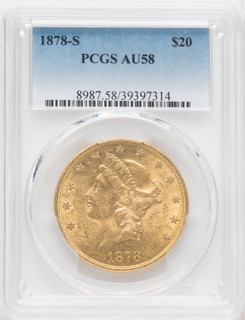 1878-S $20 Liberty Double Eagle PCGS AU58