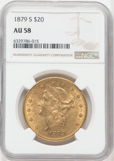 1879-S $20 Liberty Double Eagle NGC AU58