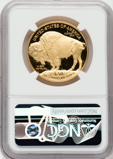 2019-W $50 Gold Buffalo .9999 NGC PF70 UCAM Ron Harrigal Signed