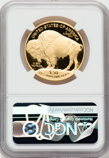 2020-W $50 Gold Buffalo  NGC PF70 Ultra Cameo Ron Harrigal Signed