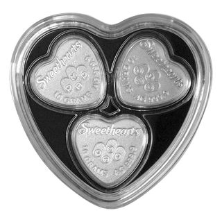 2023 Sweethearts® .9999 Pure Silver Hearts Set 10gm Three Coin Set 30gm Total