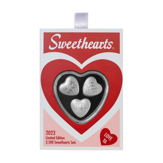 2023 Sweethearts® .9999 Pure Silver Hearts Set 10gm Three Coin Set 30gm Total