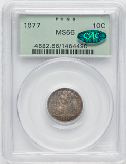 1877 10C CAC Seated Dime PCGS MS66