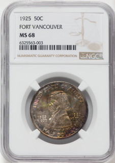 1925 50C Vancouver Commemorative Silver NGC MS68