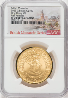 Elizabeth II gold Proof  King Henry VII  100 Pounds (1 oz) 2022 PR70 Ultra Cameo NGC World Coins NGC MS70