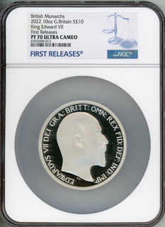 Elizabeth II silver Proof  King Edward VII  10 Pounds (10 oz) 2022 PR70 Ultra Cameo NGC World Coins NGC MS70