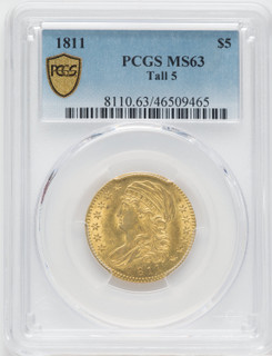 1811 $5 Tall 5 Early Half Eagle PCGS MS63