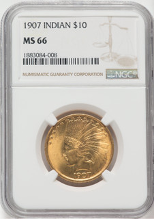 1907 $10 No Motto Indian Eagle NGC MS66