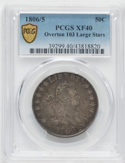 1806/5 50C O-103 Large Stars Early Half Dollar PCGS XF40