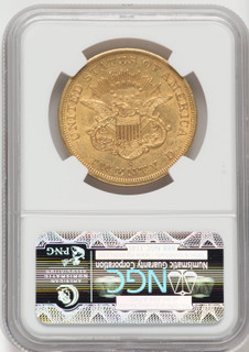 1862-S $20 CAC Liberty Double Eagle NGC AU55