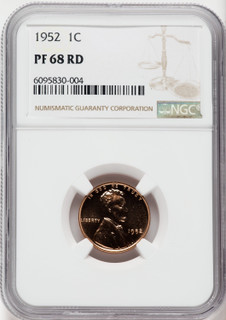 1952 1C RD Proof Lincoln Cent NGC PR68