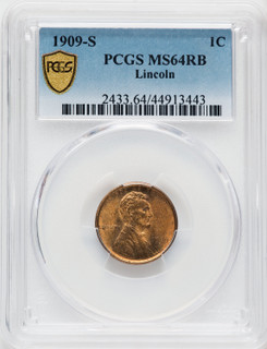 1909-S 1C Lincoln RB Lincoln Cent PCGS MS64