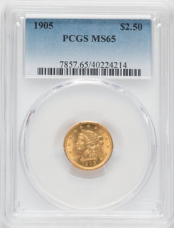 1905 $2.50 Liberty Quarter Eagle PCGS MS65