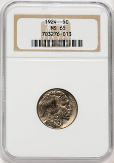 1924 5C Buffalo Nickel NGC MS65