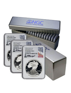 1986-2024 American Silver Eagle 41-pc Set NGC PF70 Ultra Cameo w/1995-W Harrigal Signed