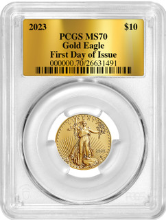2023 $10 Quarter Ounce Gold Eagle Gold Foil Label FDI PCGS MS70