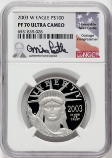 2003-W $100 One-Ounce Platinum Eagle Statue of Liberty NGC PF70