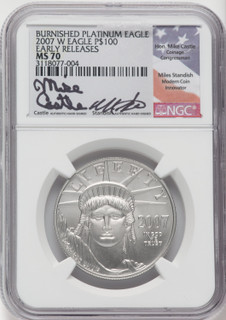 2007-W $100 One-Ounce Platinum Eagle First Strike Burnished SP NGC MS70