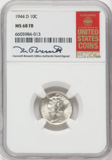 1944-D 10C FB Mercury Dime NGC MS68