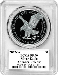 2023-W Silver Eagle Advanced Release PR70 PCGS Damstra Signed