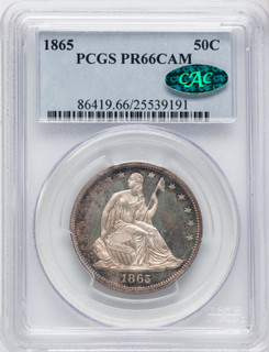 1865 50C CA Proof Seated Half Dollar PCGS PR66