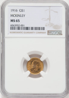 1916 G$1 McKinley Commemorative Gold NGC MS65