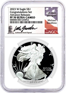 2023 Advanced Release Silver Eagle Congratulations Set NGC PF70 UCAM Gaudioso