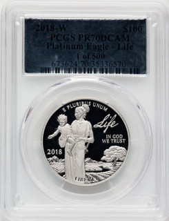 2018-W $100 One Ounce Platinum Eagle Life 1 of 500 PCGS PR70