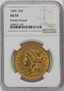 1855 $20 Liberty Double Eagle NGC AU55