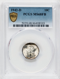 1942-D 10C FB Mercury Dime PCGS MS68