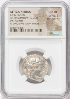 Greek ATTICA. Athens. c.440-404 BC. AR Tetradrachm Ancients NGC XF45