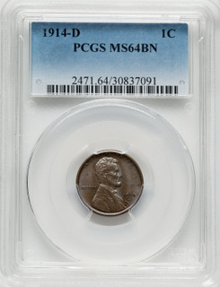 1914-D 1C BN Lincoln Cent PCGS MS64