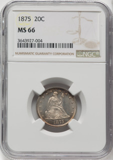 1875 20C Twenty Cent Pieces NGC MS66